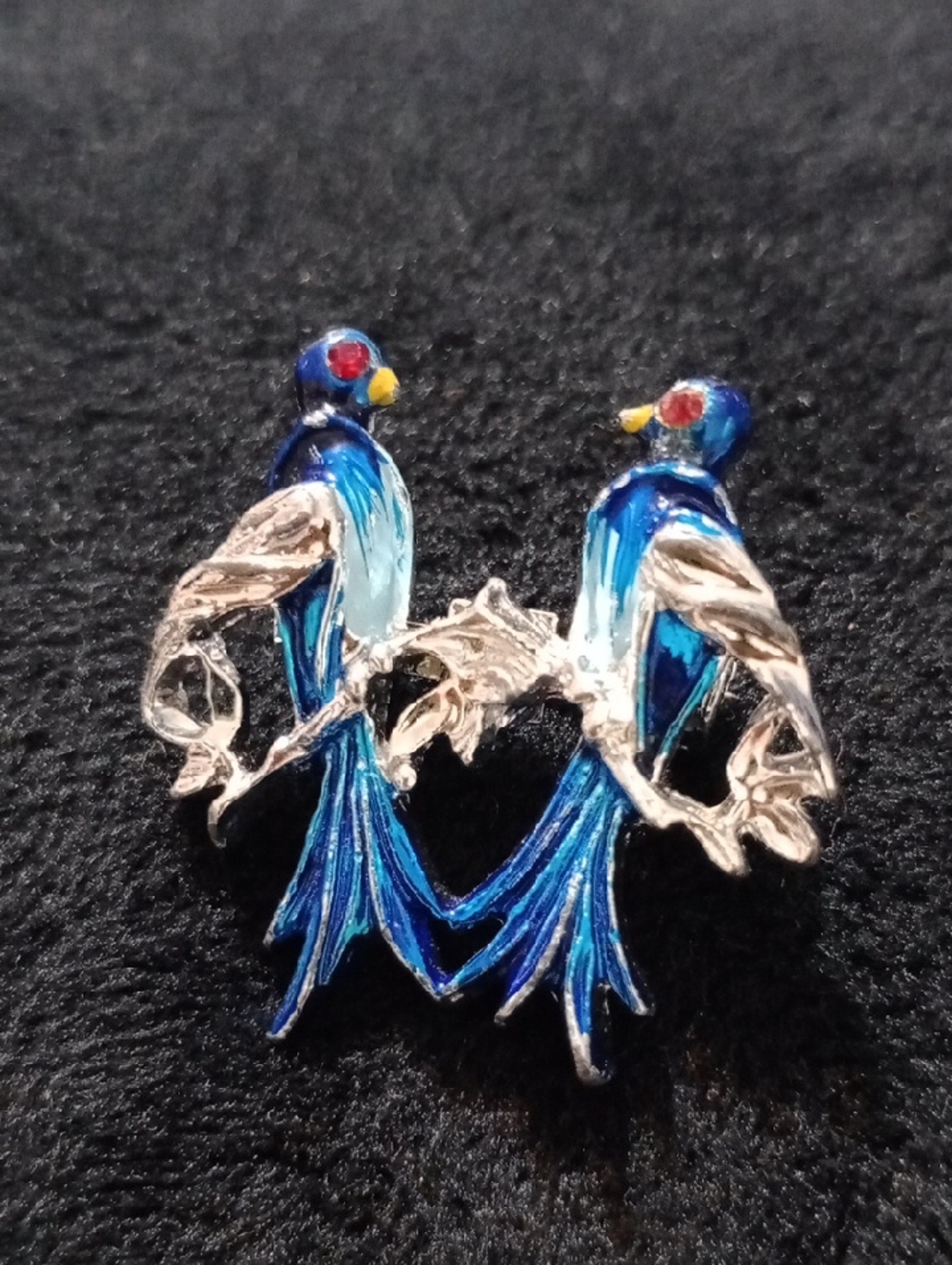 Blue Enamel Bird Pin - Decorative Bird Accessory 1950